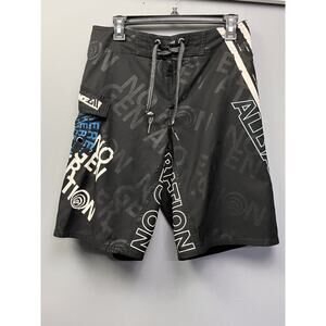 Allyance Board Shorts‎ Mens Size 30 Black White Graphic Pockets Drawstring